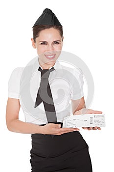 Hospitality hostess presenting a voucher photo