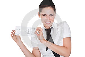 Hospitality hostess presenting a voucher photo