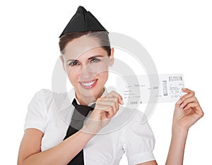 Hospitality hostess presenting a voucher