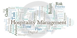 Hospitality Management word cloud, made with text only. photo