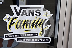 Vans family logo text and brand sign for fashion store us footwear shoes apparel