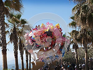 A host of brightly coloured balloons in Fuengirola