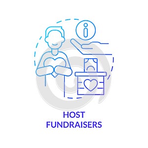 Host fundraisers blue gradient concept icon