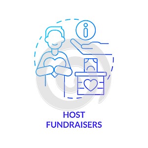 Host fundraisers blue gradient concept icon photo