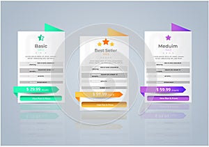 Host Pricing Table for plan website banner. Customer buy package used.Vector illustration