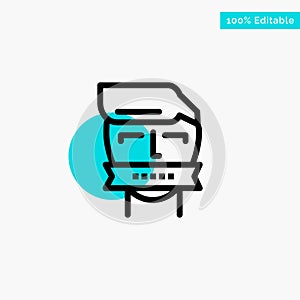 Hostage, Mouth, Opponent, Shut, Terrorism turquoise highlight circle point Vector icon