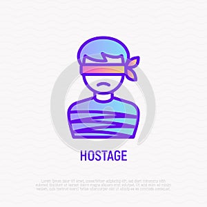 Hostage thin line icon: tied human. Modern vector illustration of kidnapping