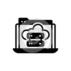 Black solid icon for Hosted, cloud and connecting photo