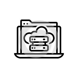 Black line icon for Hosted, cloud and networking photo