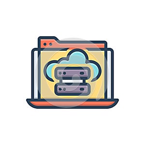 Color illustration icon for Hosted, cloud and center photo