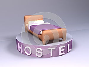 hostel 3D icon. bed 3D illustration. hostel icon 3D rendering