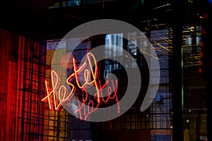 Hostel neon sign photo