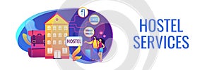 Hostel services concept banner header