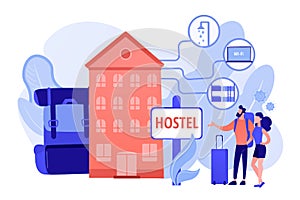 Hostel services concept vector illustration