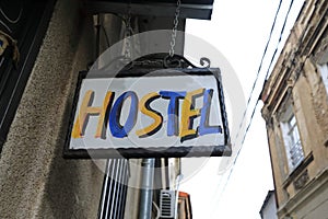 Hostel sign in Old Tbilisi