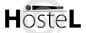hostel sign on white