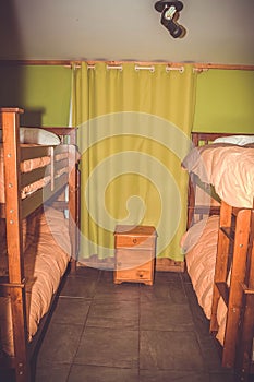 Hostel, small room, bunk beds