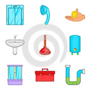 Hostelry icons set, cartoon style