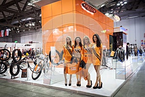 Hostesses at EICMA 2013 in Milan, Italy