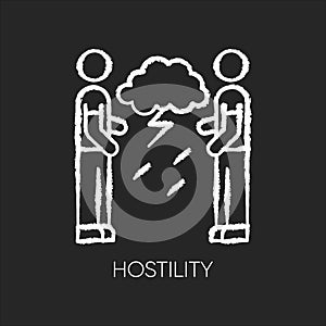 Hostility chalk white icon on black background photo