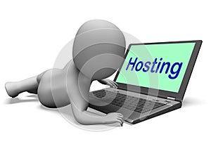 Hosting Character Laptop Shows Www Internet Or Website Host