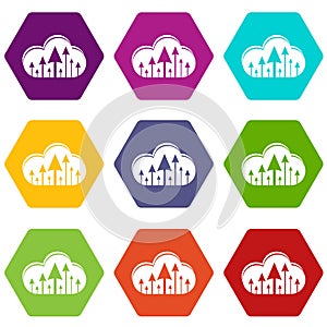 Hosting cloud icons set 9 vector