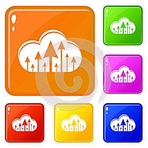 Hosting cloud icons set vector color