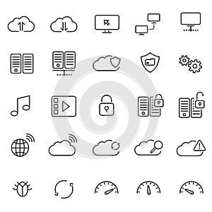 Hosting cloud and wireless network icons