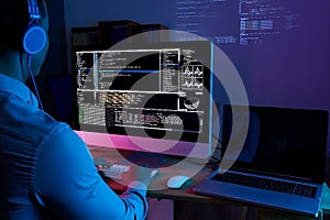 Hosting domain coder man with PC