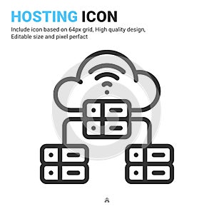 Hosting icon vector with outline style isolated on white background. Vector illustration cloud server sign symbol icon concept