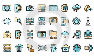 Hosting icons vector flat