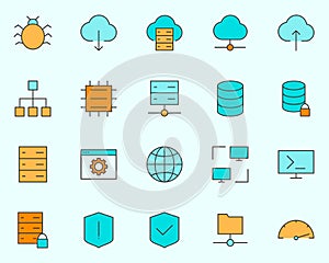Hosting Line Icons Set. Vector Simple Minimal 96x96 Pictograms