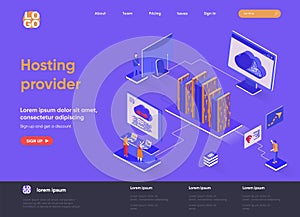 Hosting provider isometric landing page.
