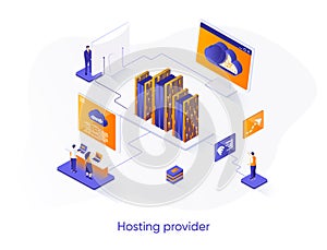 Hosting provider isometric web banner.