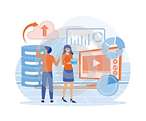 Hosting provider web design concept with people characters.