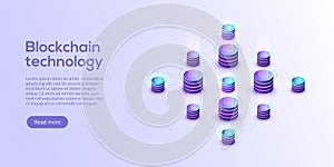 Hosting server isometric vector illustration. Abstract 3d datacenter or data center room background. Network mainframe