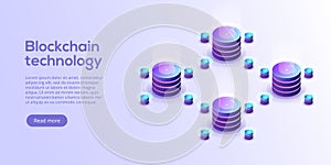 Hosting server isometric vector illustration. Abstract 3d datacenter or data center room background. Network mainframe