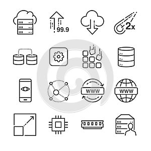 Hosting and server related line icons set 2