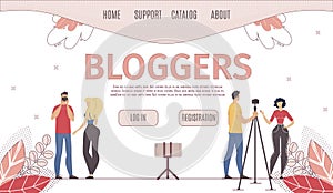 Hosting Service for Bloggers Flat Vector Webpage