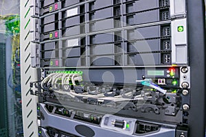 The hosting site of the Internet provider is located in a modern data center. Mining bitcoins and other crypto currency. Cloud