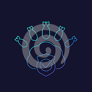 Hosting under DDoS Attack, vector linear icon