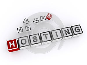 hosting word block on white