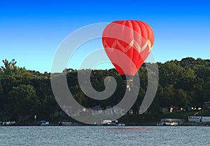 Hot Air Ballon Over Lake