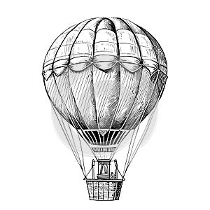 Hot air balloon aerostat sketch hand drawn