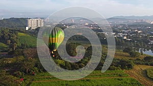 Hot Air Balloon in the air in sunny day