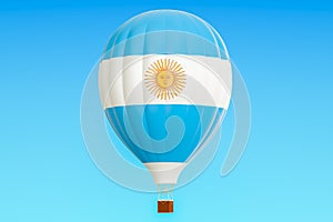 Hot air balloon with Argentina flag, 3D rendering