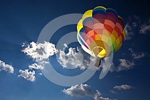 Hot air balloon in the blue sky