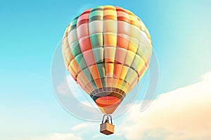 hot air balloon. Blue sky background. Generated AI