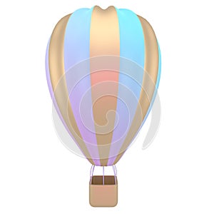 Hot air balloon blur white stripes, colorful aerostat on white background. 3d render.