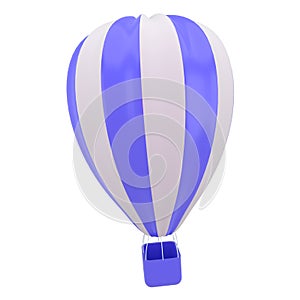 Hot air balloon blur white stripes, colorful aerostat on white background. 3d render.